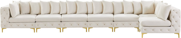 Tremblay Velvet / Engineered Wood / Metal / Foam Contemporary Cream Velvet Modular Sectional - 198" W x 69" D x 33" H