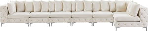 Tremblay Velvet / Engineered Wood / Metal / Foam Contemporary Cream Velvet Modular Sectional - 198" W x 69" D x 33" H