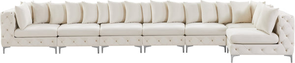 Tremblay Velvet / Engineered Wood / Metal / Foam Contemporary Cream Velvet Modular Sectional - 198" W x 69" D x 33" H
