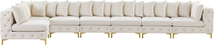 Tremblay Velvet / Engineered Wood / Metal / Foam Contemporary Cream Velvet Modular Sectional - 198" W x 69" D x 33" H