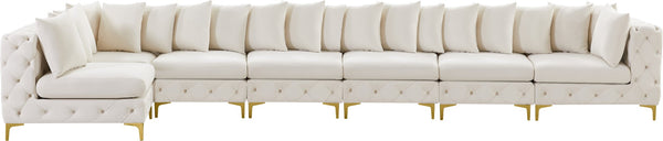 Tremblay Velvet / Engineered Wood / Metal / Foam Contemporary Cream Velvet Modular Sectional - 198" W x 69" D x 33" H
