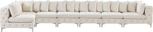 Tremblay Velvet / Engineered Wood / Metal / Foam Contemporary Cream Velvet Modular Sectional - 198" W x 69" D x 33" H