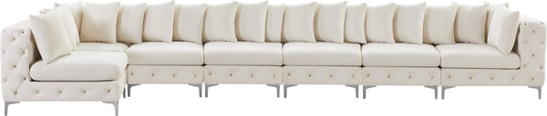 Tremblay Velvet / Engineered Wood / Metal / Foam Contemporary Cream Velvet Modular Sectional - 198" W x 69" D x 33" H