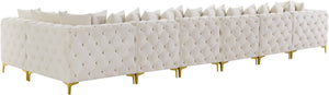 Tremblay Velvet / Engineered Wood / Metal / Foam Contemporary Cream Velvet Modular Sectional - 198" W x 69" D x 33" H