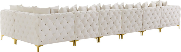 Tremblay Velvet / Engineered Wood / Metal / Foam Contemporary Cream Velvet Modular Sectional - 198" W x 69" D x 33" H
