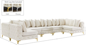 Tremblay Velvet / Engineered Wood / Metal / Foam Contemporary Cream Velvet Modular Sectional - 168" W x 69" D x 33" H