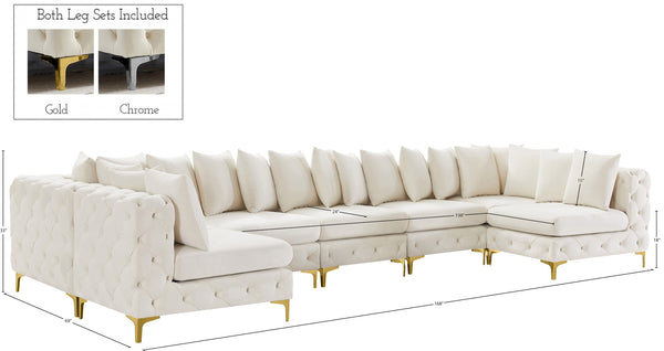 Tremblay Velvet / Engineered Wood / Metal / Foam Contemporary Cream Velvet Modular Sectional - 168" W x 69" D x 33" H