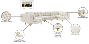 Tremblay Velvet / Engineered Wood / Metal / Foam Contemporary Cream Velvet Modular Sectional - 168" W x 69" D x 33" H