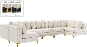 Tremblay Velvet / Engineered Wood / Metal / Foam Contemporary Cream Velvet Modular Sectional - 168" W x 69" D x 33" H