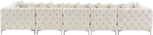 Tremblay Velvet / Engineered Wood / Metal / Foam Contemporary Cream Velvet Modular Sectional - 168" W x 69" D x 33" H