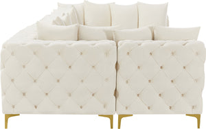 Tremblay Velvet / Engineered Wood / Metal / Foam Contemporary Cream Velvet Modular Sectional - 168" W x 69" D x 33" H