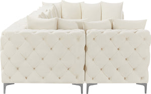 Tremblay Velvet / Engineered Wood / Metal / Foam Contemporary Cream Velvet Modular Sectional - 168" W x 69" D x 33" H