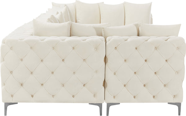 Tremblay Velvet / Engineered Wood / Metal / Foam Contemporary Cream Velvet Modular Sectional - 168" W x 69" D x 33" H