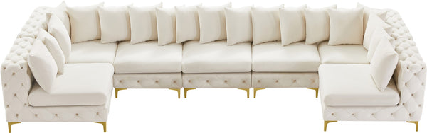 Tremblay Velvet / Engineered Wood / Metal / Foam Contemporary Cream Velvet Modular Sectional - 168" W x 69" D x 33" H
