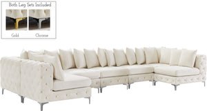 Tremblay Velvet / Engineered Wood / Metal / Foam Contemporary Cream Velvet Modular Sectional - 168" W x 69" D x 33" H