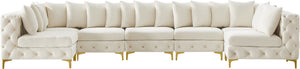 Tremblay Velvet / Engineered Wood / Metal / Foam Contemporary Cream Velvet Modular Sectional - 168" W x 69" D x 33" H