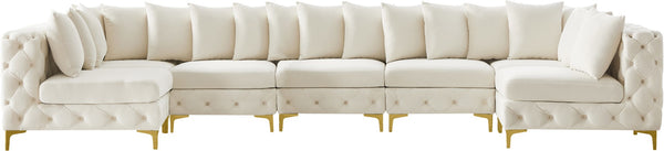 Tremblay Velvet / Engineered Wood / Metal / Foam Contemporary Cream Velvet Modular Sectional - 168" W x 69" D x 33" H