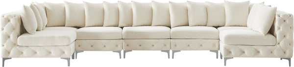 Tremblay Velvet / Engineered Wood / Metal / Foam Contemporary Cream Velvet Modular Sectional - 168" W x 69" D x 33" H