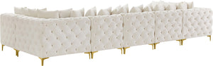 Tremblay Velvet / Engineered Wood / Metal / Foam Contemporary Cream Velvet Modular Sectional - 168" W x 69" D x 33" H