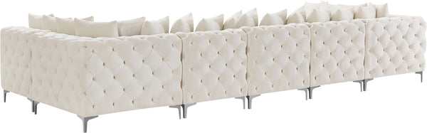 Tremblay Velvet / Engineered Wood / Metal / Foam Contemporary Cream Velvet Modular Sectional - 168" W x 69" D x 33" H