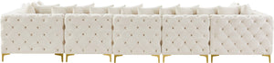 Tremblay Velvet / Engineered Wood / Metal / Foam Contemporary Cream Velvet Modular Sectional - 168" W x 69" D x 33" H