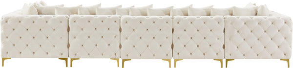 Tremblay Velvet / Engineered Wood / Metal / Foam Contemporary Cream Velvet Modular Sectional - 168" W x 69" D x 33" H