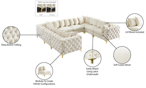 Tremblay Velvet / Engineered Wood / Metal / Foam Contemporary Cream Velvet Modular Sectional - 138" W x 108" D x 33" H