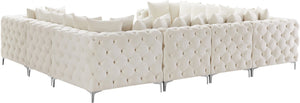 Tremblay Velvet / Engineered Wood / Metal / Foam Contemporary Cream Velvet Modular Sectional - 138" W x 108" D x 33" H