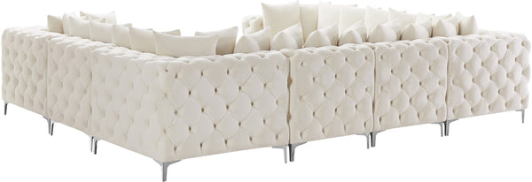 Tremblay Velvet / Engineered Wood / Metal / Foam Contemporary Cream Velvet Modular Sectional - 138" W x 108" D x 33" H