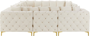 Tremblay Velvet / Engineered Wood / Metal / Foam Contemporary Cream Velvet Modular Sectional - 138" W x 108" D x 33" H