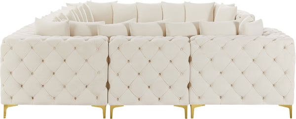 Tremblay Velvet / Engineered Wood / Metal / Foam Contemporary Cream Velvet Modular Sectional - 138" W x 108" D x 33" H