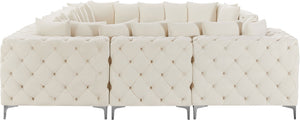 Tremblay Velvet / Engineered Wood / Metal / Foam Contemporary Cream Velvet Modular Sectional - 138" W x 108" D x 33" H