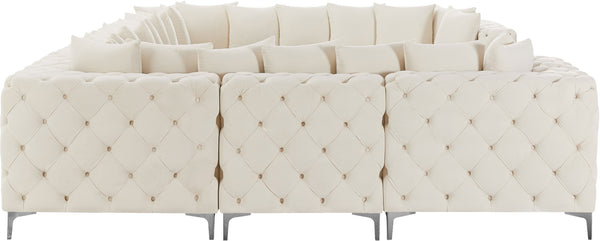 Tremblay Velvet / Engineered Wood / Metal / Foam Contemporary Cream Velvet Modular Sectional - 138" W x 108" D x 33" H