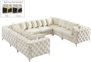Tremblay Velvet / Engineered Wood / Metal / Foam Contemporary Cream Velvet Modular Sectional - 138" W x 108" D x 33" H