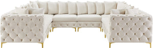 Tremblay Velvet / Engineered Wood / Metal / Foam Contemporary Cream Velvet Modular Sectional - 138" W x 108" D x 33" H