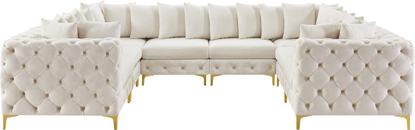 Tremblay Velvet / Engineered Wood / Metal / Foam Contemporary Cream Velvet Modular Sectional - 138" W x 108" D x 33" H