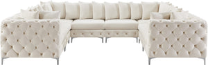 Tremblay Velvet / Engineered Wood / Metal / Foam Contemporary Cream Velvet Modular Sectional - 138" W x 108" D x 33" H