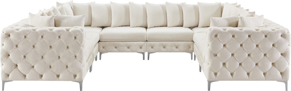 Tremblay Velvet / Engineered Wood / Metal / Foam Contemporary Cream Velvet Modular Sectional - 138" W x 108" D x 33" H