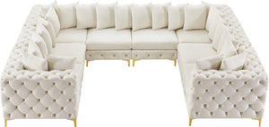 Tremblay Velvet / Engineered Wood / Metal / Foam Contemporary Cream Velvet Modular Sectional - 138" W x 108" D x 33" H
