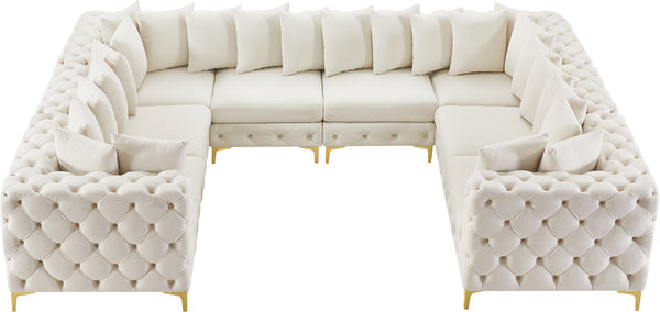 Tremblay Velvet / Engineered Wood / Metal / Foam Contemporary Cream Velvet Modular Sectional - 138" W x 108" D x 33" H
