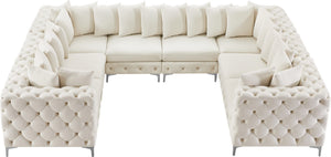 Tremblay Velvet / Engineered Wood / Metal / Foam Contemporary Cream Velvet Modular Sectional - 138" W x 108" D x 33" H