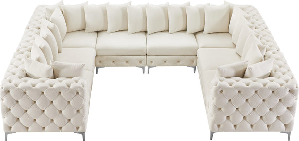 Tremblay Velvet / Engineered Wood / Metal / Foam Contemporary Cream Velvet Modular Sectional - 138" W x 108" D x 33" H