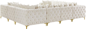 Tremblay Velvet / Engineered Wood / Metal / Foam Contemporary Cream Velvet Modular Sectional - 138" W x 108" D x 33" H