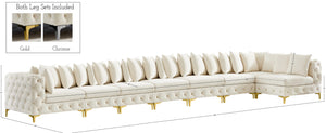 Tremblay Velvet / Engineered Wood / Metal / Foam Contemporary Cream Velvet Modular Sectional - 228" W x 69" D x 33" H
