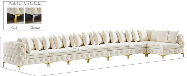Tremblay Velvet / Engineered Wood / Metal / Foam Contemporary Cream Velvet Modular Sectional - 228" W x 69" D x 33" H