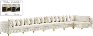 Tremblay Velvet / Engineered Wood / Metal / Foam Contemporary Cream Velvet Modular Sectional - 228" W x 69" D x 33" H