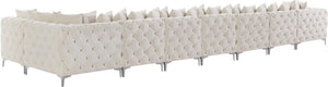 Tremblay Velvet / Engineered Wood / Metal / Foam Contemporary Cream Velvet Modular Sectional - 228" W x 69" D x 33" H