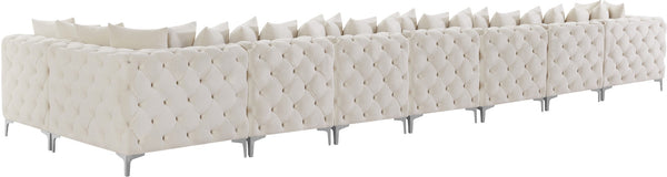 Tremblay Velvet / Engineered Wood / Metal / Foam Contemporary Cream Velvet Modular Sectional - 228" W x 69" D x 33" H