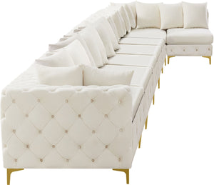 Tremblay Velvet / Engineered Wood / Metal / Foam Contemporary Cream Velvet Modular Sectional - 228" W x 69" D x 33" H