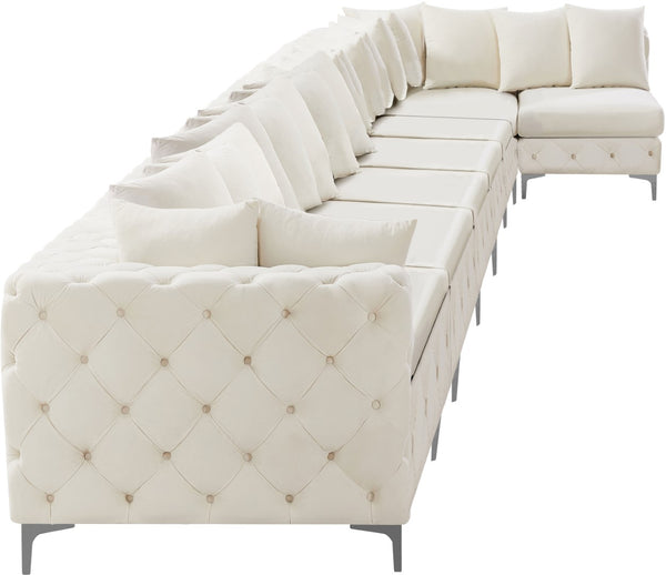 Tremblay Velvet / Engineered Wood / Metal / Foam Contemporary Cream Velvet Modular Sectional - 228" W x 69" D x 33" H